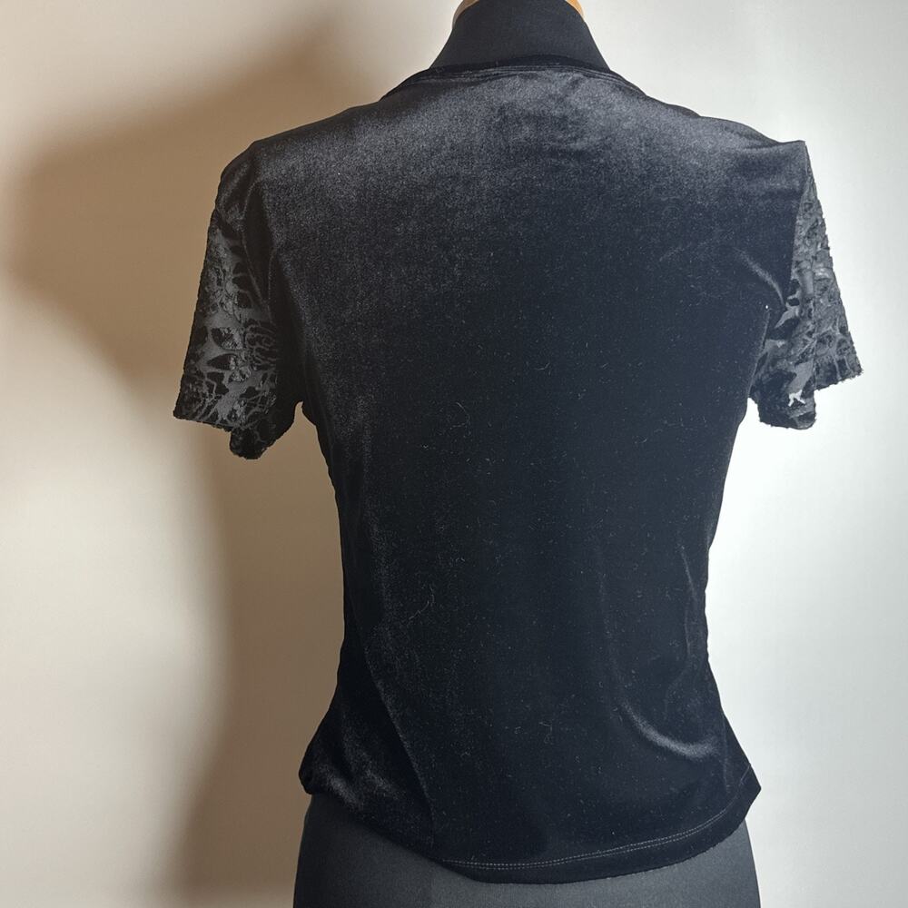 Vintage Y2K 90s My Michelle Floral Velvet Baby Tee Shirt Sz M Whimsigoth Witchy - Picture 2 of 9